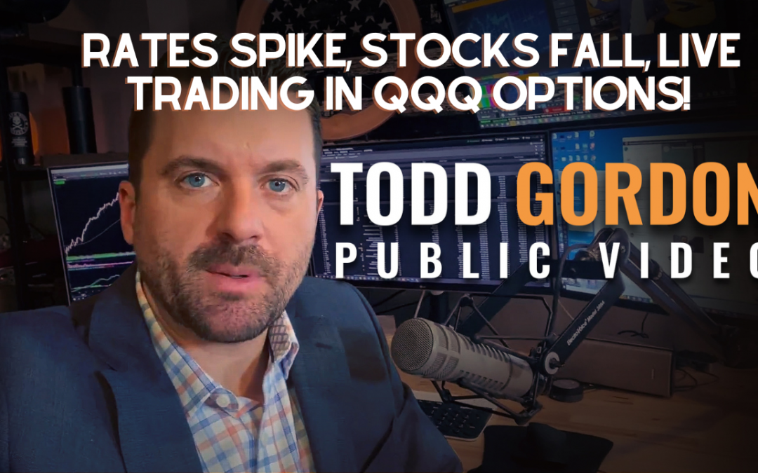 Rates Spike, Stocks Falls, Live Trading In QQQ Options For More Downside!!